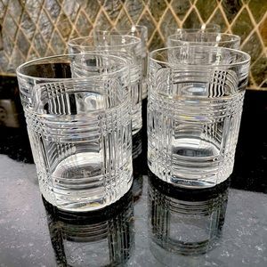 RALPH LAUREN Glen Plaid Crystal Glassware Barware Set 6 Double Old Fashioned🥃
